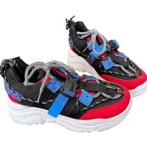 SHEIN black red and blue platform sneakers.  Size 39 Euro (8 US).  New